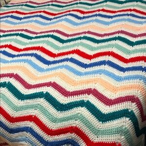 Colorful Chevron Crochet King Size Blanket